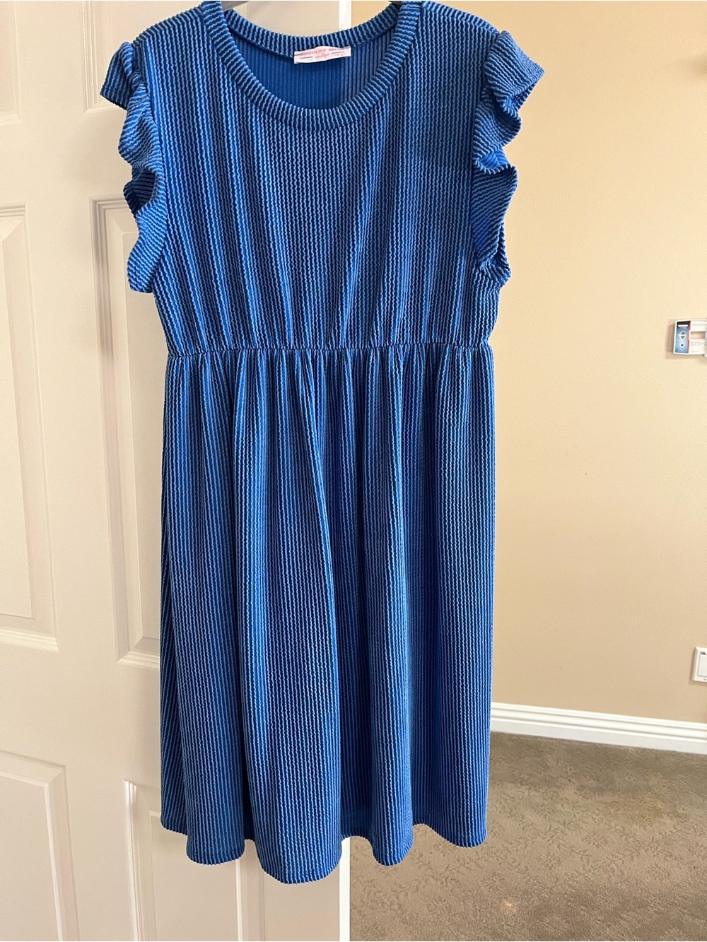 Discount Divas Blue Ruffled Sleeve Casual Dress
